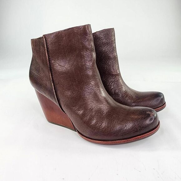Kork-Ease Natalya High Heel Bootie US 6.5 M Brown Leather Zip Boots - Picture 4 of 10